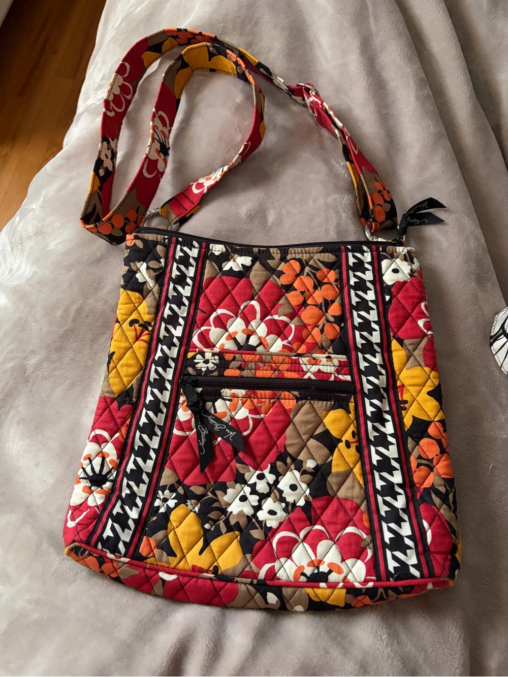 Vera Bradley Quilted Floral Crossbody in Red, Yellow & Orange